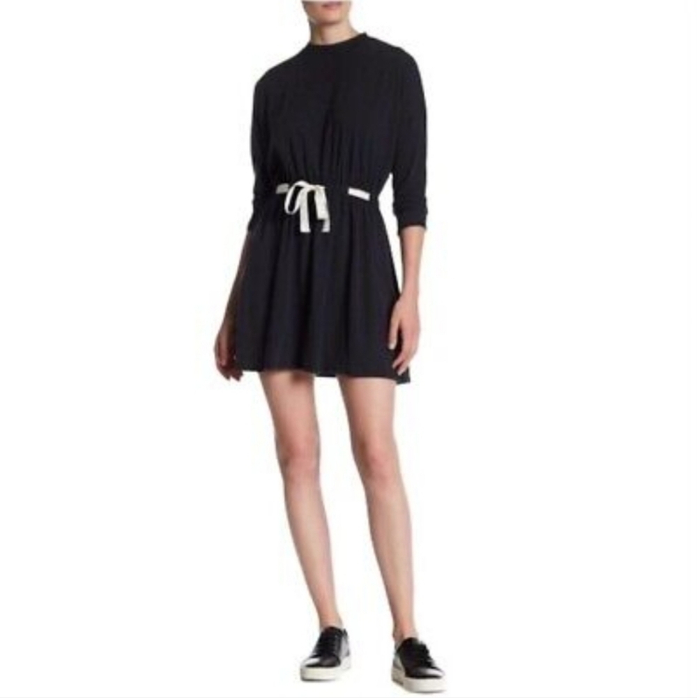 Topshop Dark Gray Dolman 3/4 Sleeve Tie Waist Casual Dress 4 NWOT